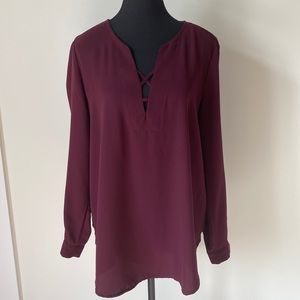Dynamite Long Sleeve Burgundy Blouse